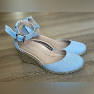 Vionic Light Blue Espadrille Wedges